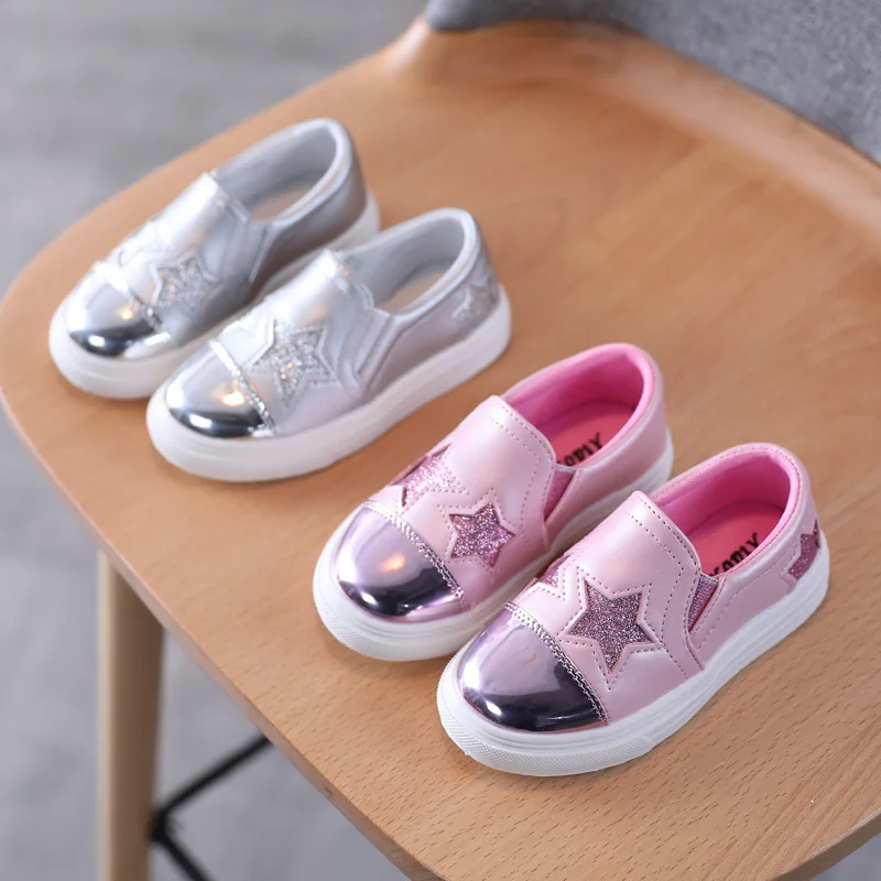 Girls Shoes Children Casual Shoes Boys Girls Fashion Sequin Skate Shoe Autumn School Running Kids8 Shoes Slip OnLeather Sneakers