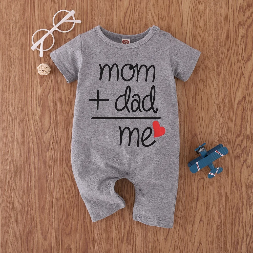 Newborn clothes baby girl boy romper short sleeve Cotton jumpsuit Mum and DaD letter pattern Infant baby boy girl clothing