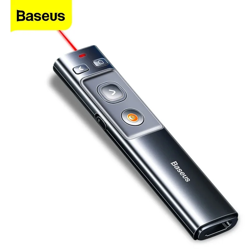 

Baseus Wireless Presenter Pen 2.4Ghz USB C Adapter Handheld Remote Control Pointer Red Pen PPT Power Point Presentation Pointer