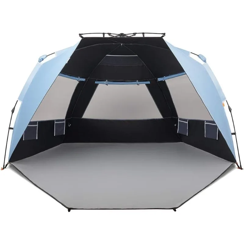 

Easthills Outdoors Instant Shader Dark Shelter XL Beach Tent 99" Wide for 4-6 Person Sun Shelter UPF 50+ with Extended