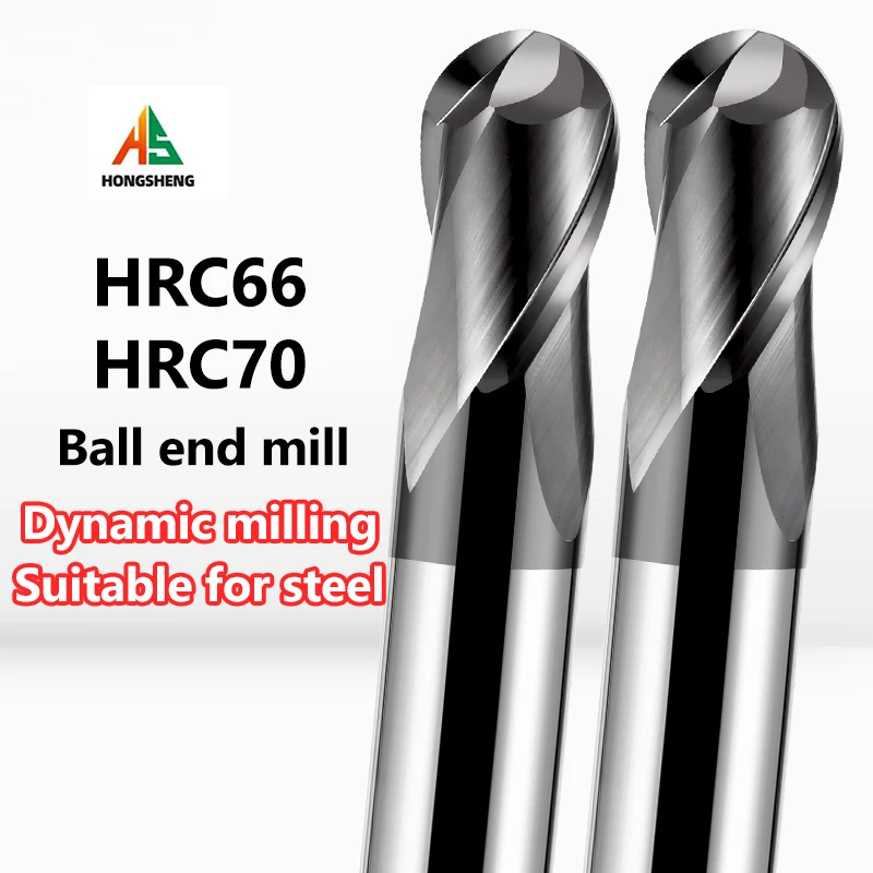 HRC66 HRC70 Ball End Mill Tungsten Carbide Cutter CNC Router Bit Milling Tool R0.5 6 8 For Tungsten Metal Steel Machining Tool