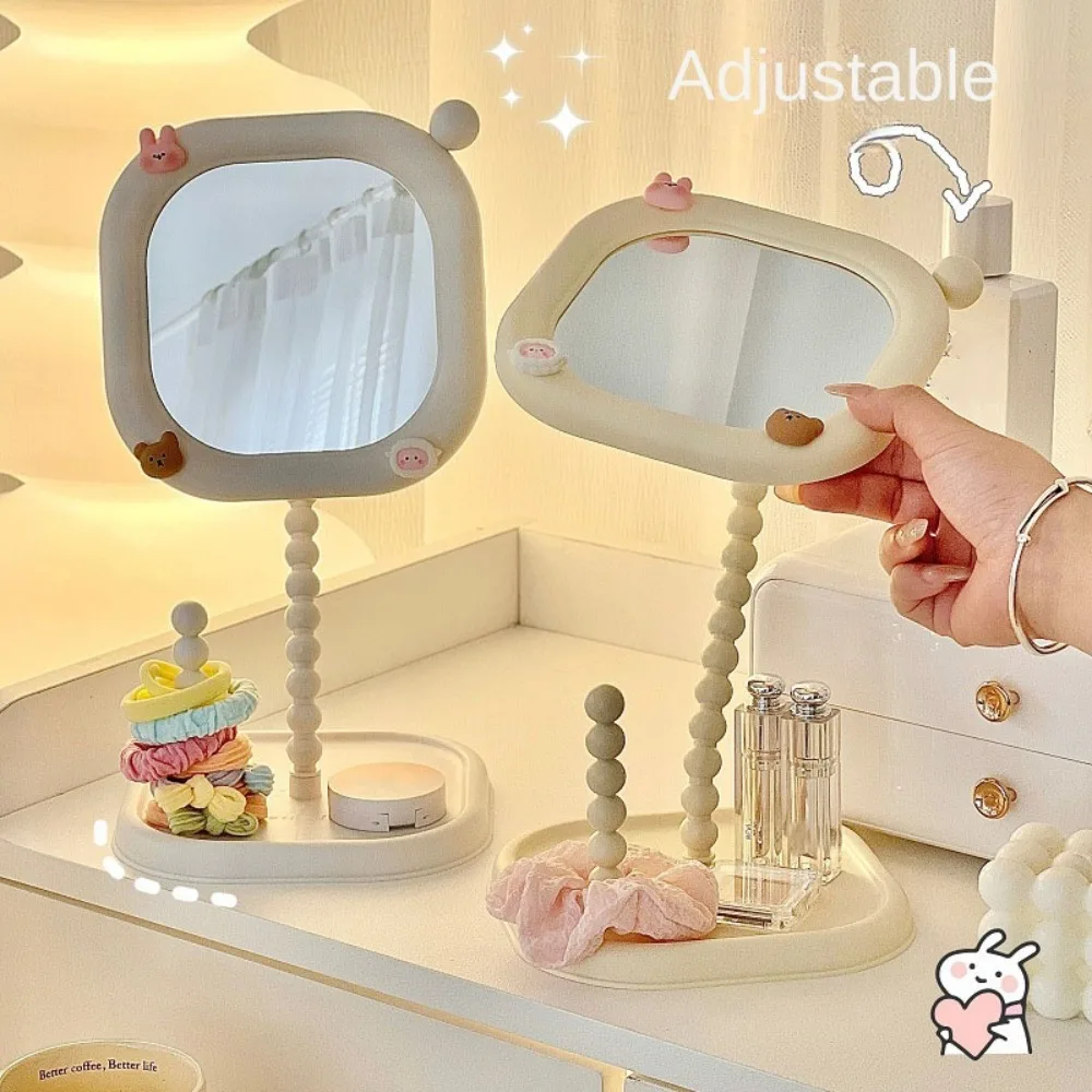 Portable High-definition Makeup Mirror Versatile Jewelry Stand Beauty Mirror Adjustable Table Mirror