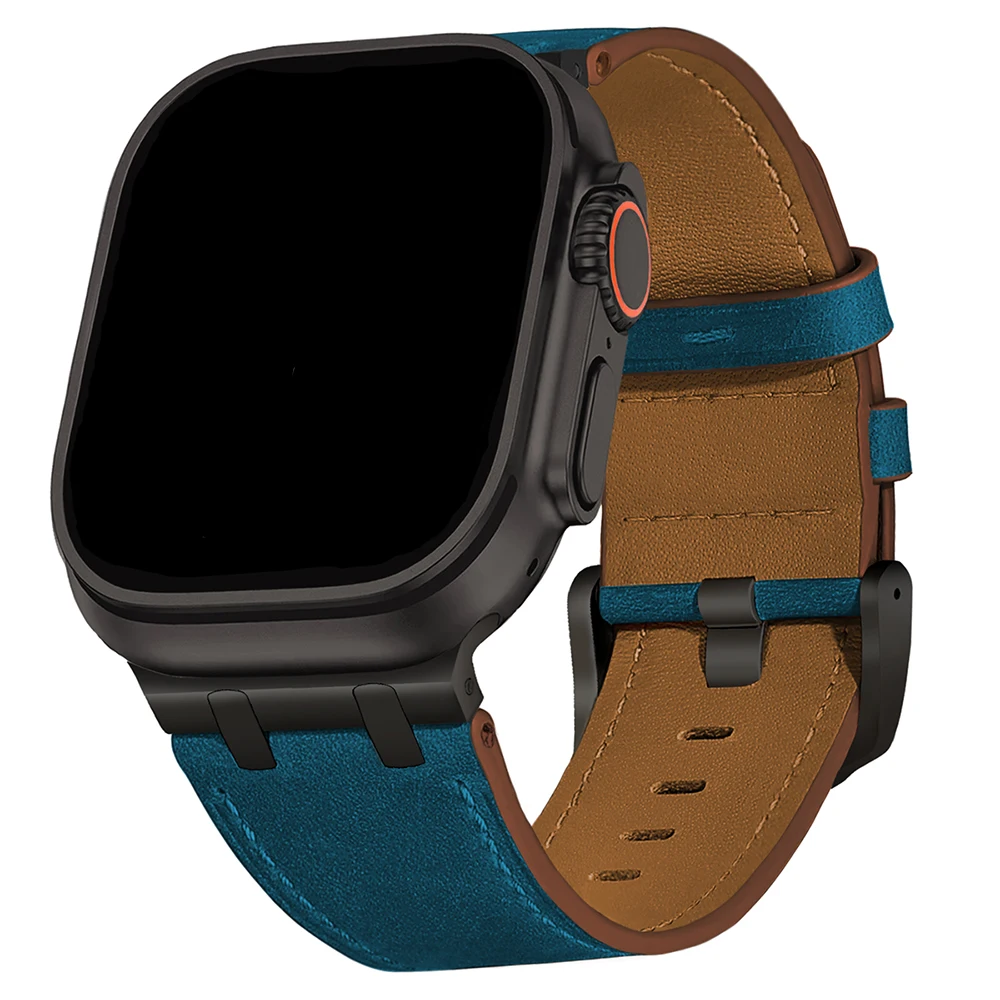 CAOWTAN Lederarmband für Apple Watch Ultra 3 2 49mm Serie 11 10 46mm Luxus-Armband für iWatch 10 9 8 7 6 5 4 SE Ultra 44 45mm 10