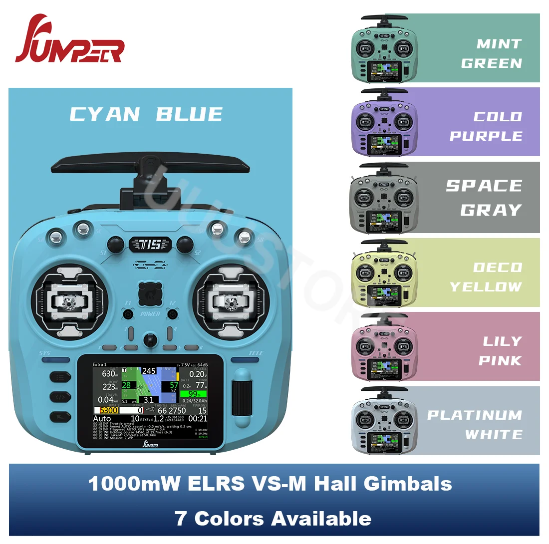 

Jumper T15 2.4Ghz/915Mhz Radio Controller ELRS 1000mW With 3.5 inch Touch-Screen Hall Sensor Suitable For Long Rang RC Drones