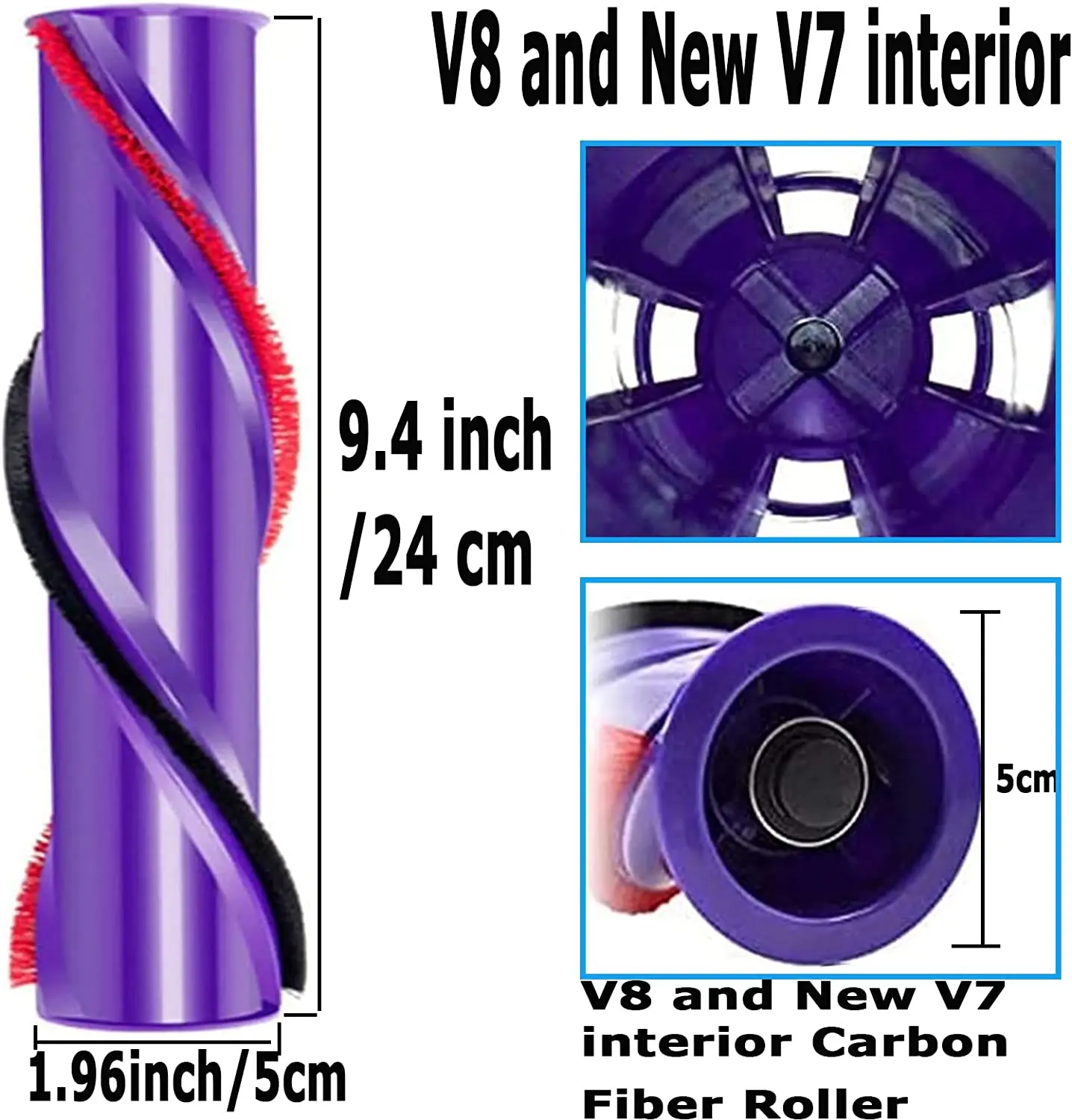 Drive Carbon Fiber Floor Brush Roll Bar Replacement for Dyson V8 Cordless Vacuum Cleaner Head Brush, High-Strength Material