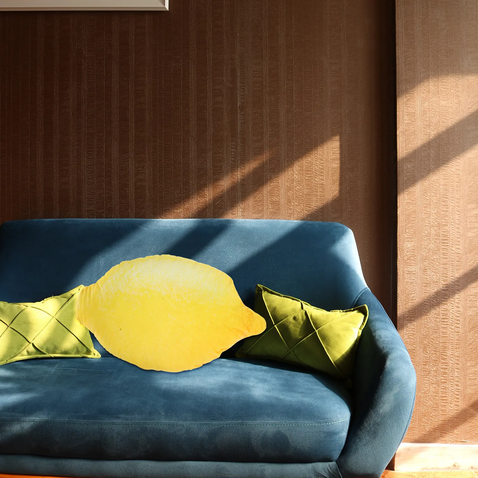 

Lemon Shaped Soft Fruit Cushion Vibrant Yellow Fruit Pillow for Couch Bed Travel Decorative Throw Seat Floor Cushion