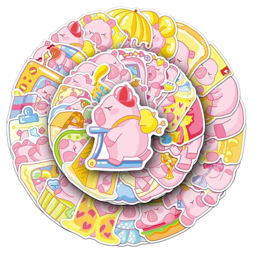 10/30/50 قطعة لطيف الوردي كابيبارا ملصقات الإبداعية الكرتون الحيوان الشارات لعبة DIY بها بنفسك دفتر دراجة نارية محمول مضحك الكتابة على الجدران ملصق #2