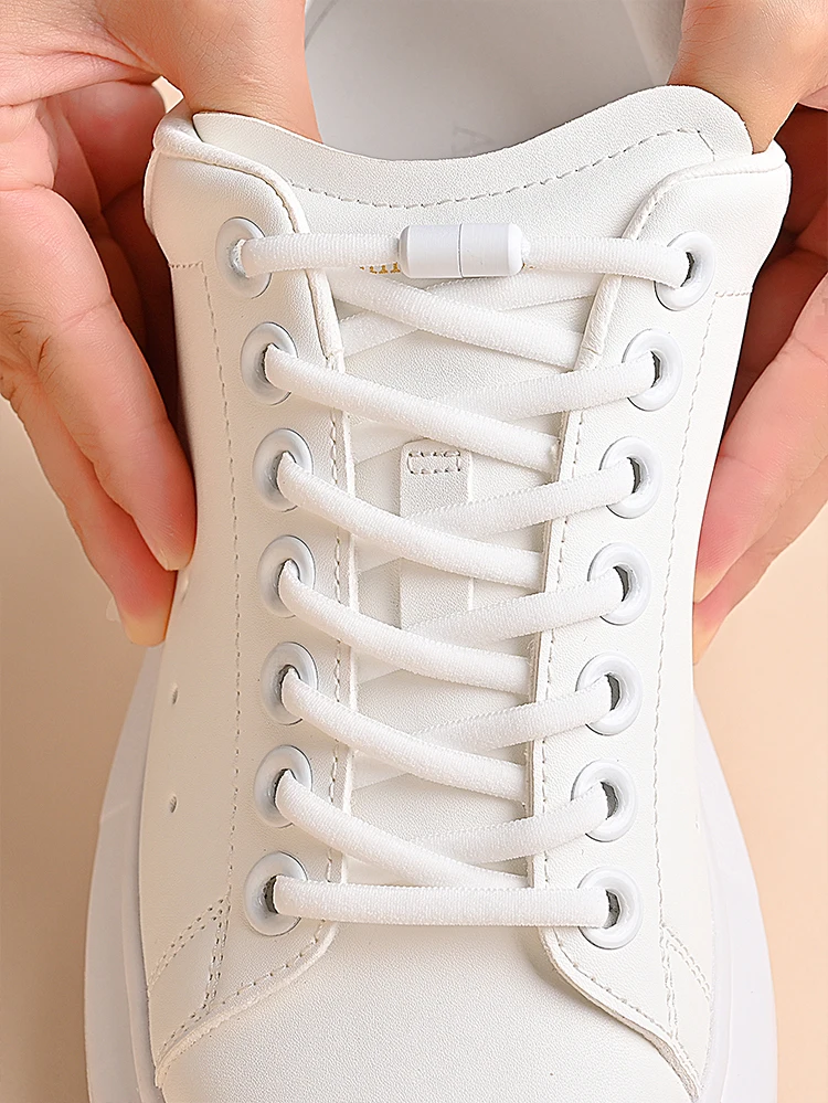 Elastische Schnürsenkel ohne Binden, halbkreisförmige Schnürsenkel für Kinder- und Erwachsenen-Sneaker, Schnürsenkel mit schnellem Metallverschluss, bequeme Schuhbänder. – Detail 1