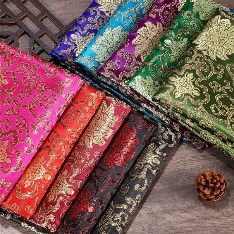 

50x90cm Satin Brocade Jacquard Fabric DIY Chinese Hanfu Cheongsam Tang Costume Textile Cloth Retro Decorative Sewing Fabric