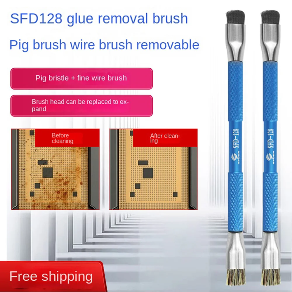 Ansiki SFD128 Hard Brush for Mobile Phone Motherboard Repair, Mainly Used for IC Pad Cleaning and Soldering Oil Cleaning.