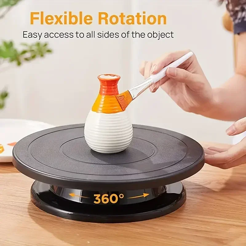 

11 Inch Spinning Turntable Engraving Wheels Spinning Cake Turntable Black Painting Turning Table Lightweight Holder For Painting
