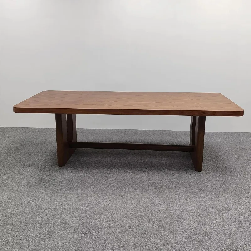 Modern Home Furniture Heavy Solid Oak Wood 6 8 10 Seat Restaurant Rectangular Wooden Dining Table