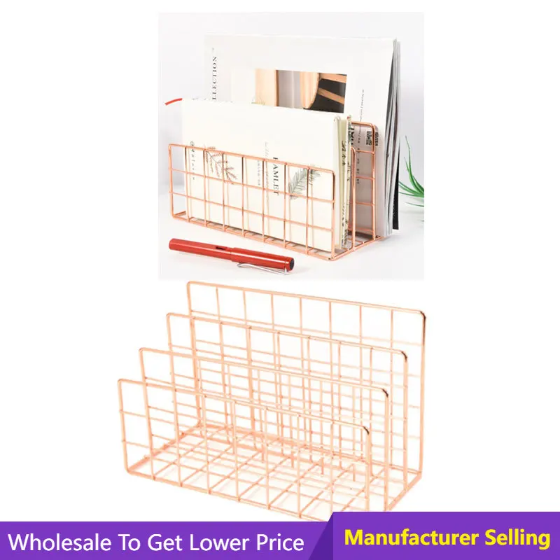 

Office creative file rack storage finishing rack Wrought Iron Grid Desktop Letter File Holder Office Desk Organizer File Sorter