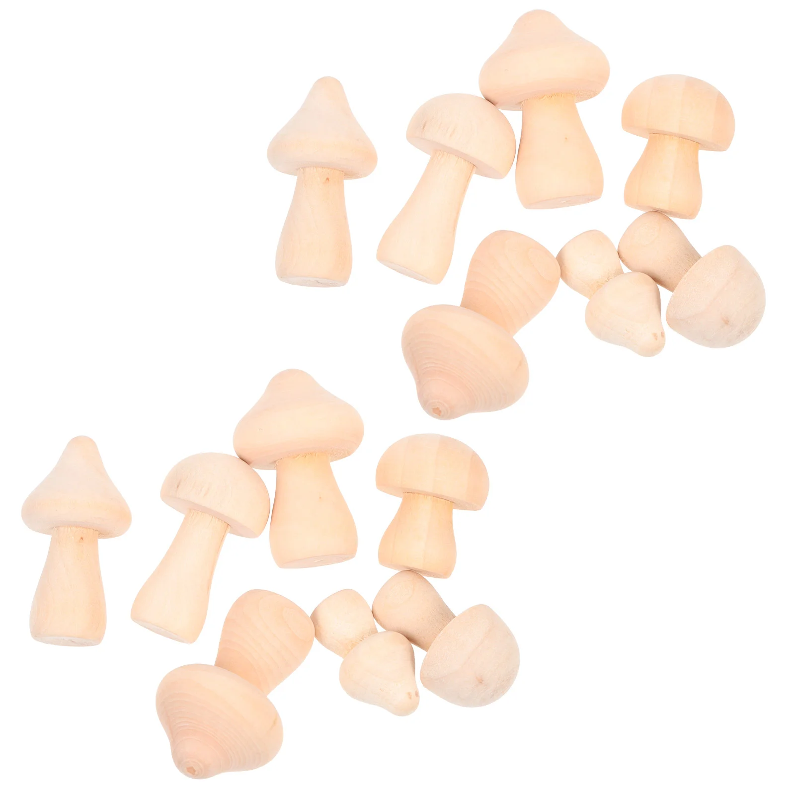 18 Pcs Small Wooden Mushroom Decoration Yard and Garden Decors Models Head Dolls Peg Modeling Home Desktop Adornments Child