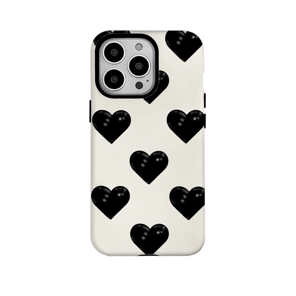 Black Full Screen Love Phone Case for IPHONE 16 15 PRO MAX 14 13 12 11 XS MAX Acrylic TPU Two in One Magnetic Mobile Phone Cases