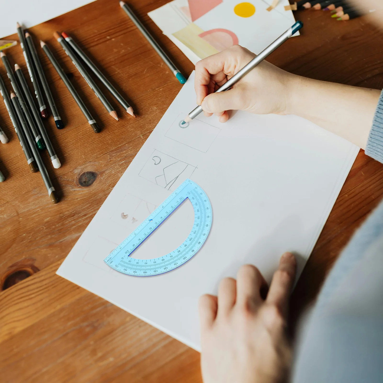 12 pezzi goniometri in plastica trasparenti semicircolari goniometri matematici da 180 gradi per studenti forniture per la misurazione dell'angolo dell'ufficio scolastico