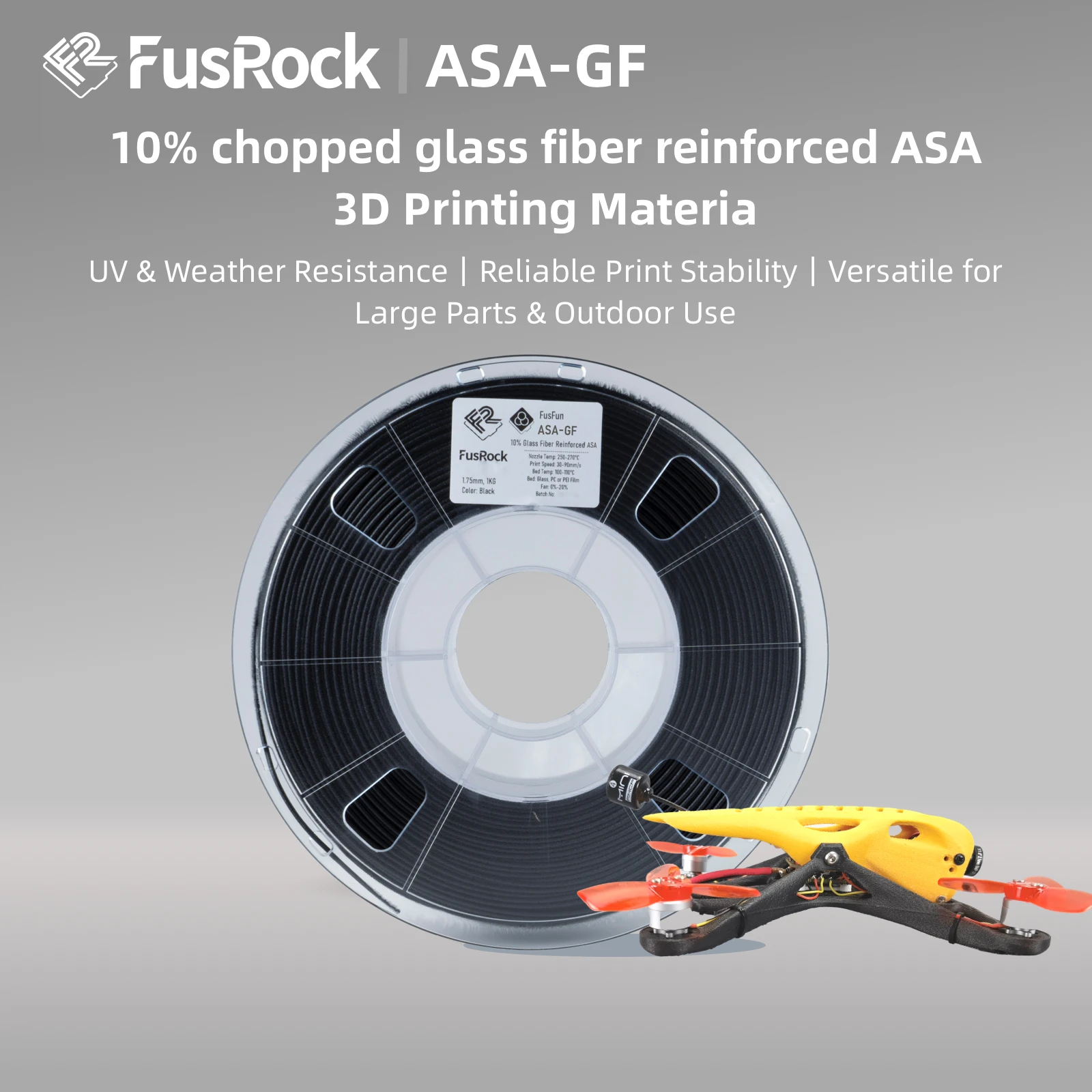 

Нить для 3D-принтера ASA-GF, 10 % армированное стекловолокном, превосходная устойчивость к атмосферным воздействиям и ультрафиолетовому излучению, высокая прочность и тепловая стабильность для