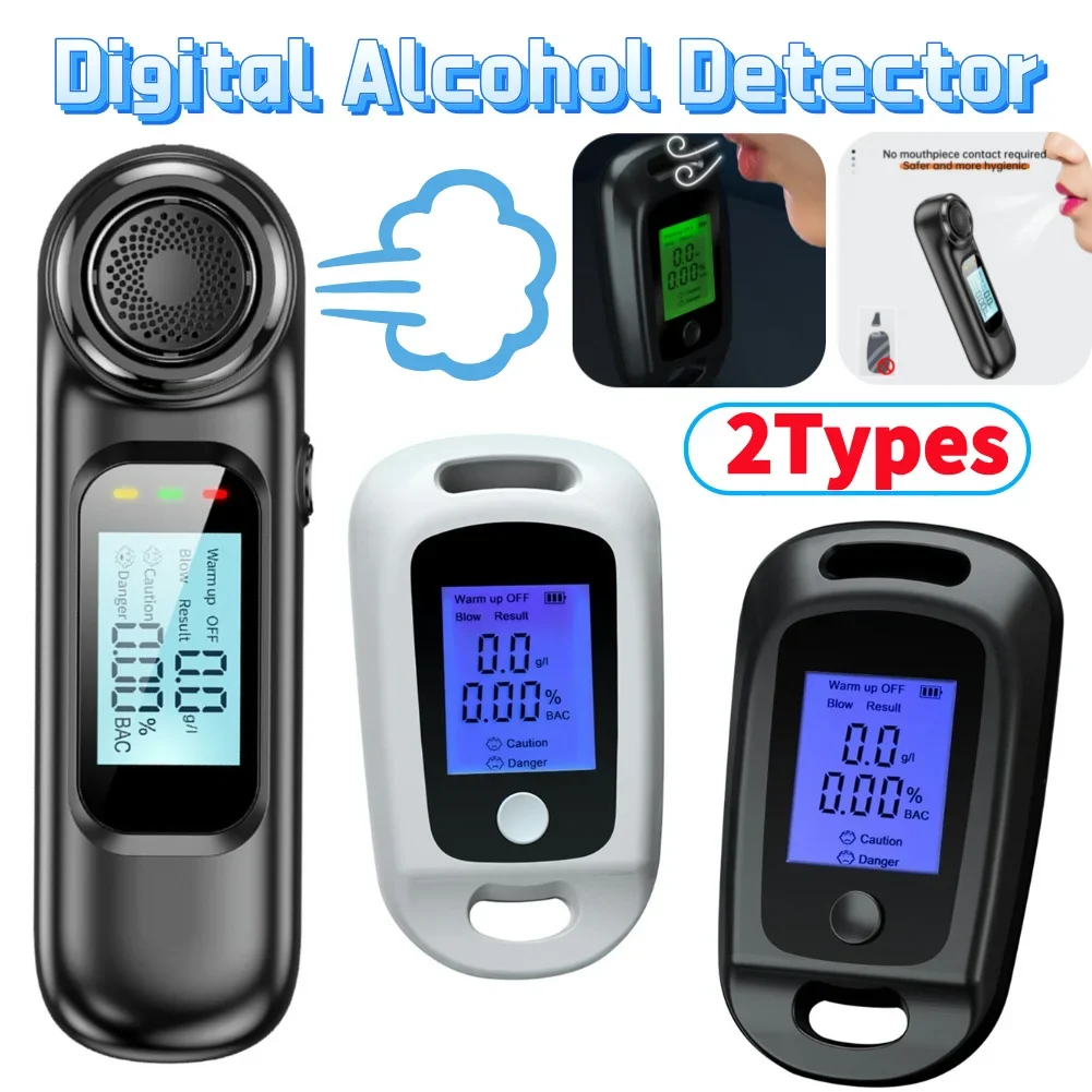 Non-contact Portable Digital Alcohol Detector Alcometer Breathalyzer USB Rechargeable High Accuracy Handheld Alcohol Tester Tool