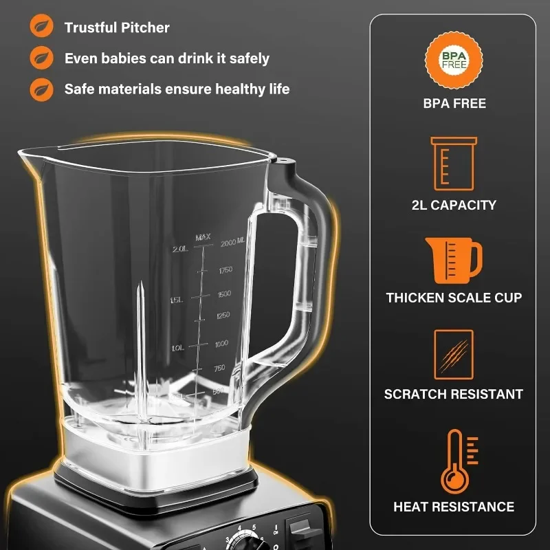 Enfmay Smoothie Blender Maker 1450W High Performance Blender for Kitchen with 4 Preset Programs 8 Speeds Control 33000RPM