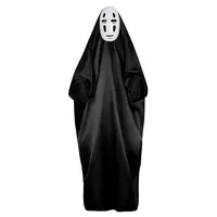 Spirited Away No Face Man Cosplay Costume Mask Gloves Set Anime Carnival Party Adult Costumes Masquerade Black Cloak Mask