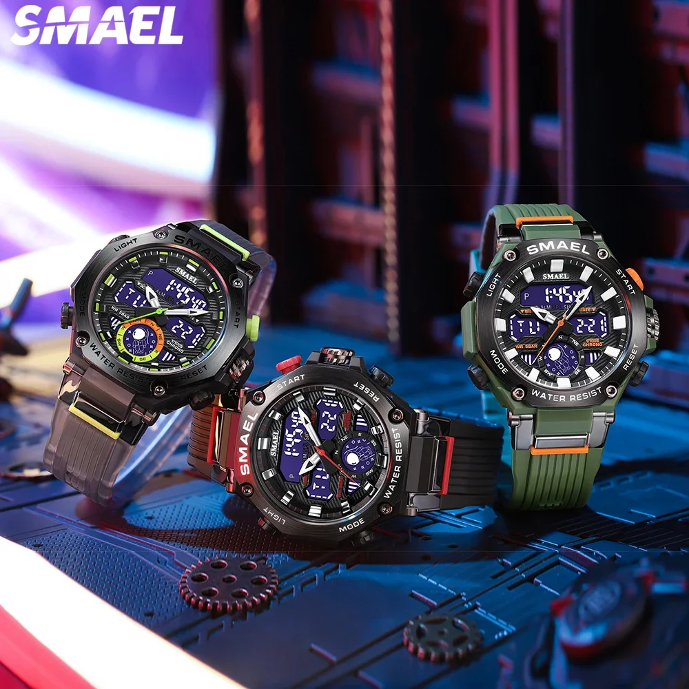 SMAEL 8069 Versatile Dual Display Electronic Watch Astro Alloy Multi functional Student Watch for Leisure Sports