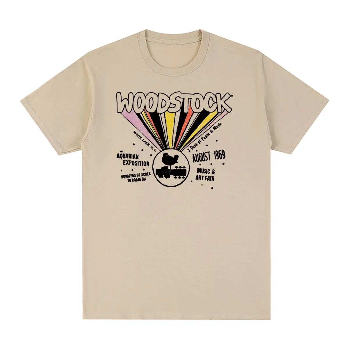 Woodstock Vintage T-shirt 1969 rock music festival retro Cotton Men T shirt New Tee Tshirt Womens Tops