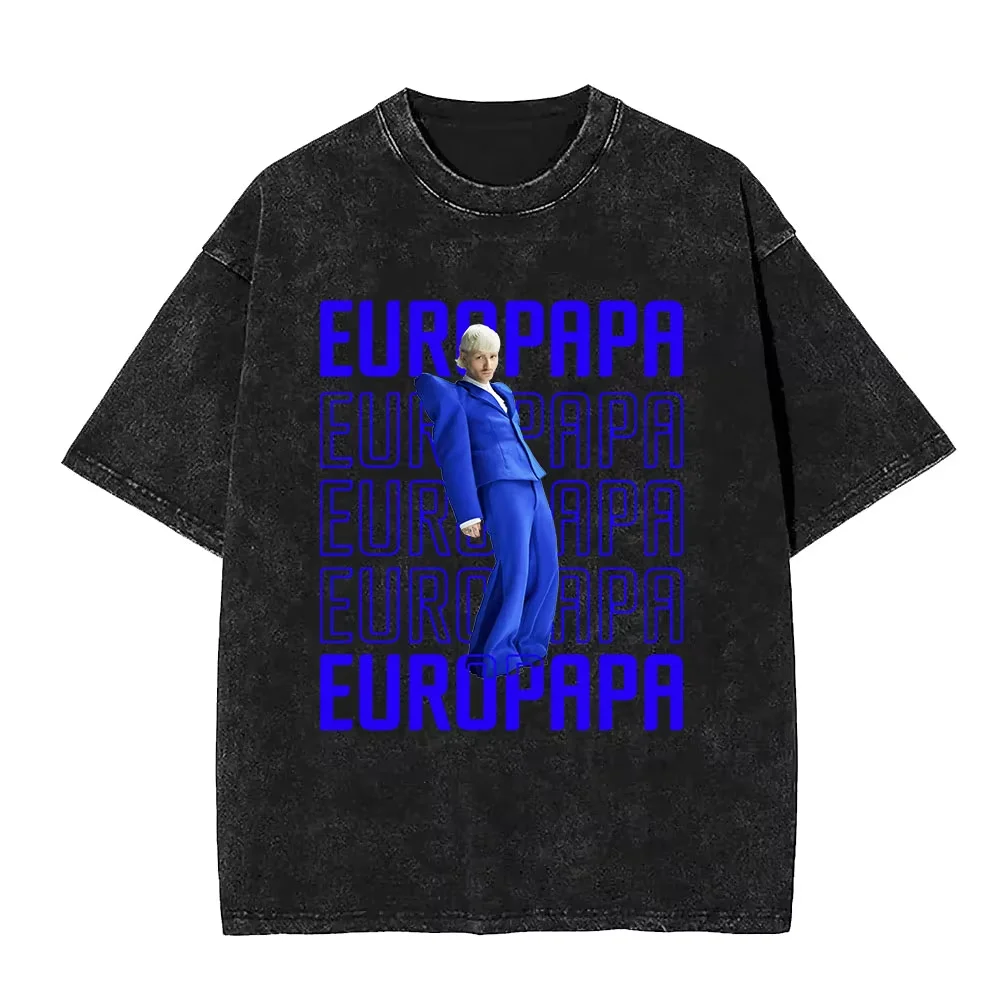 

Washed Vintage Joost Klein T Shirt 2024 Eurovisions Europapa Print T-shirt Men Women Fashion Oversized Retro Wash Old T Shirts