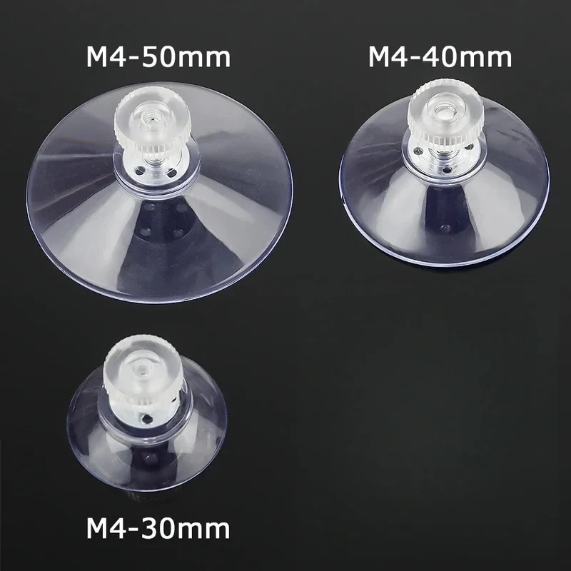 5-15Pcs M4 Suction Hook With Knurled Nut Sucker Cup Plastic Sucker Pad Holder Silicone Round Strong Wall Hook 30/40/50mm