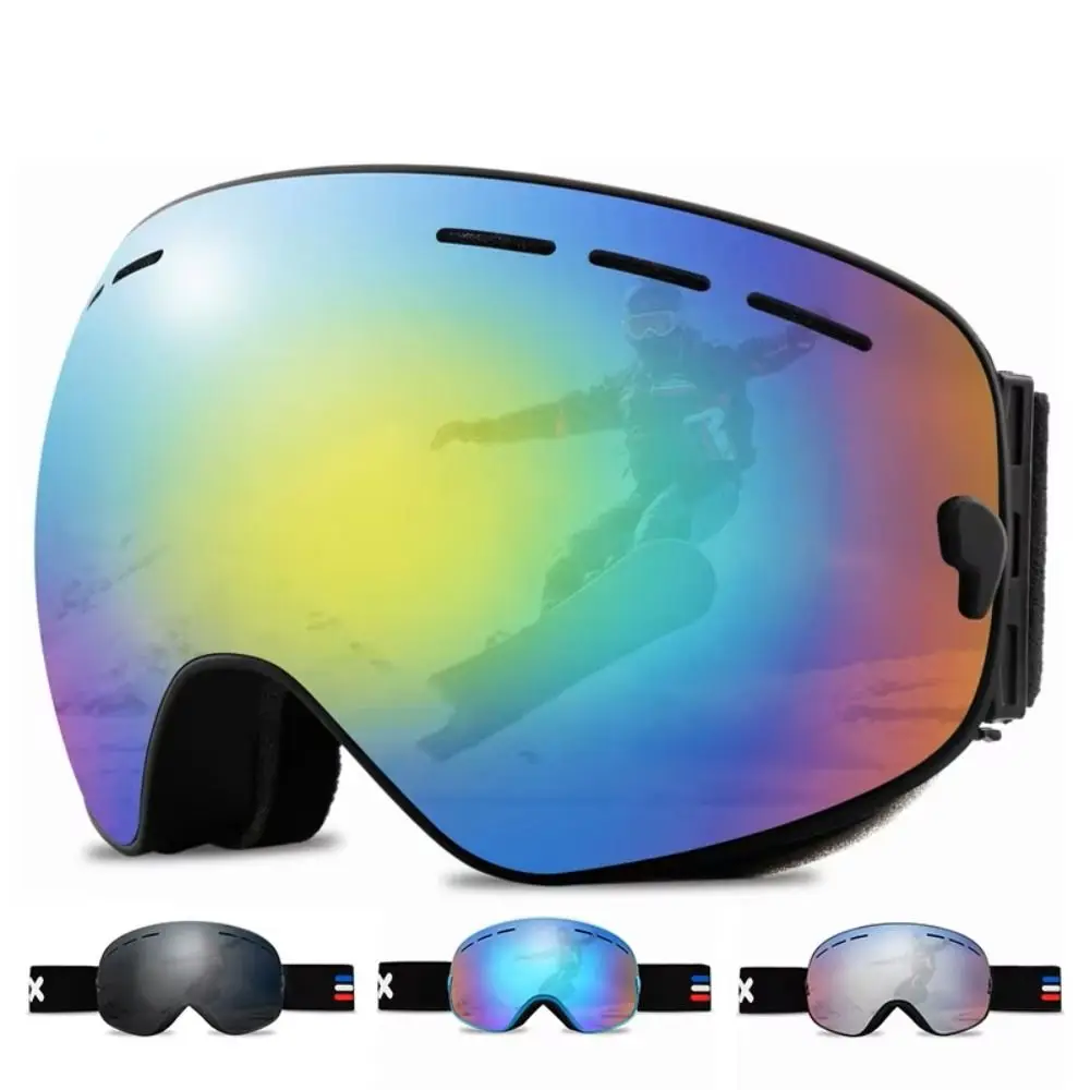 Double Layers Ski Goggles Electroplating Lens Anti-Fog Snowmobile Eyewear Soft Adjustable Snowboard Skiing Glasses Men Woman