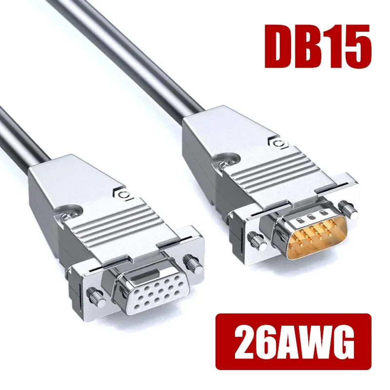 Metal DB15 Extension Line 3 Row15 Pin Data Cable Male to Female 26AWG HDB15 Connection Wire for CNC Machine Tool Communication