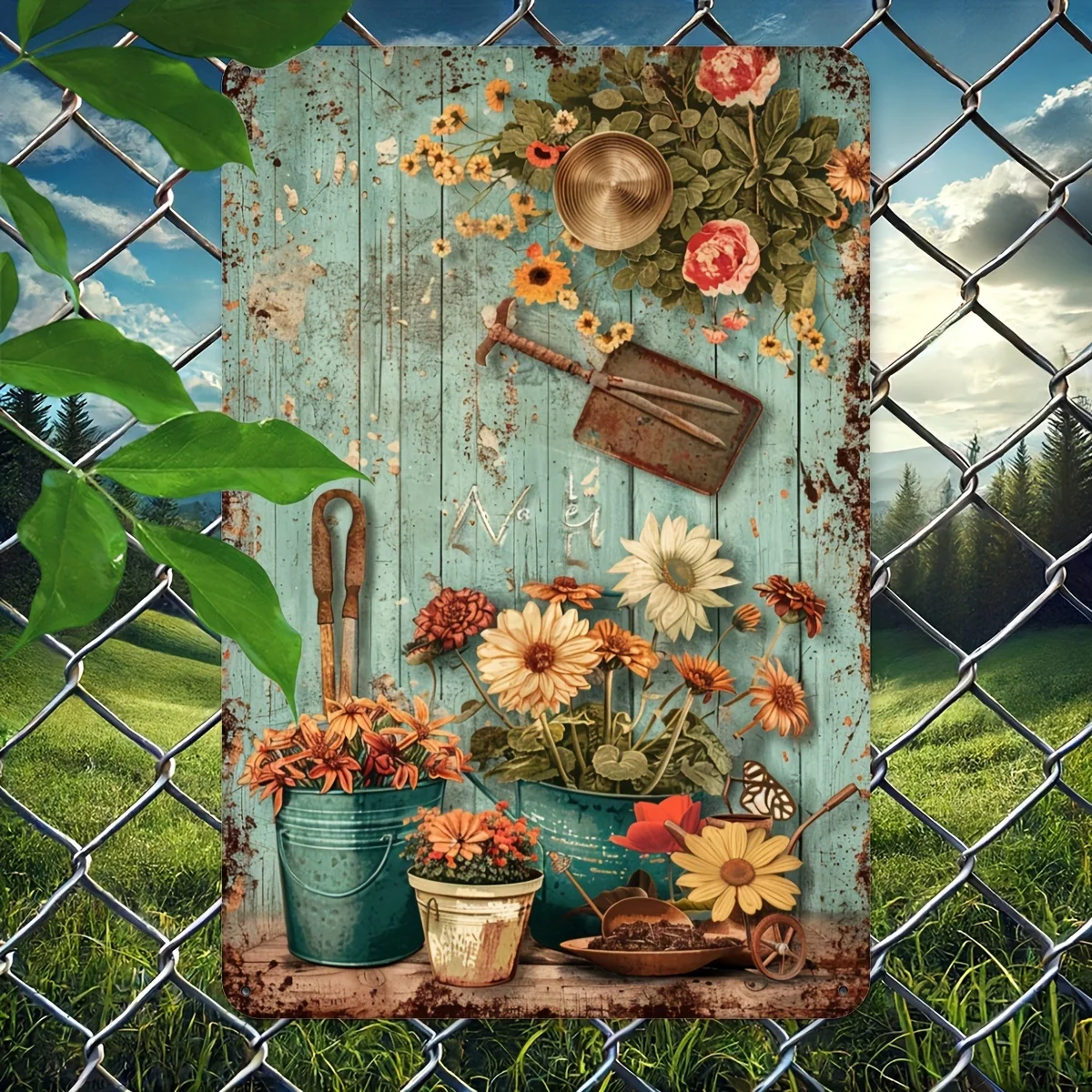 Bezauberndes Vintage-Blumen-Metallschild – Rustikale Wandkunst mit Gartenthema für Zuhause, Fitnessstudio, Café, Garage und Schlafzimmerdekoration, für den Innenbereich