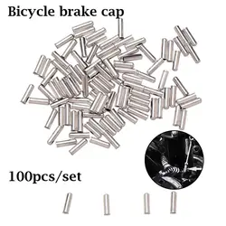 100PCS Silver Aluminum Alloy Bike Cable End Cap Tips Brake Derailleur Shifter Inner Wire Ferrules Bike Crimps Cycling Tool