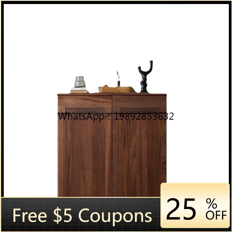 

ZZYhl Solid Wood Shoe Cabinet Home Doorway Home Large Capacity Storage Entrance Cabinet Nordic Cream Style