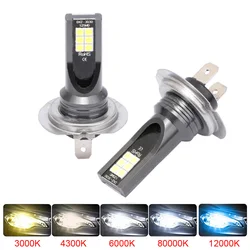 Phares antibrouillard LED super lumineux pour voiture, feu de conduite, H7, H4, H8, H11, H16, 9005, HB3, 9006, HB4, 12000LM, 12V, 24V, 6000K, 2 pièces