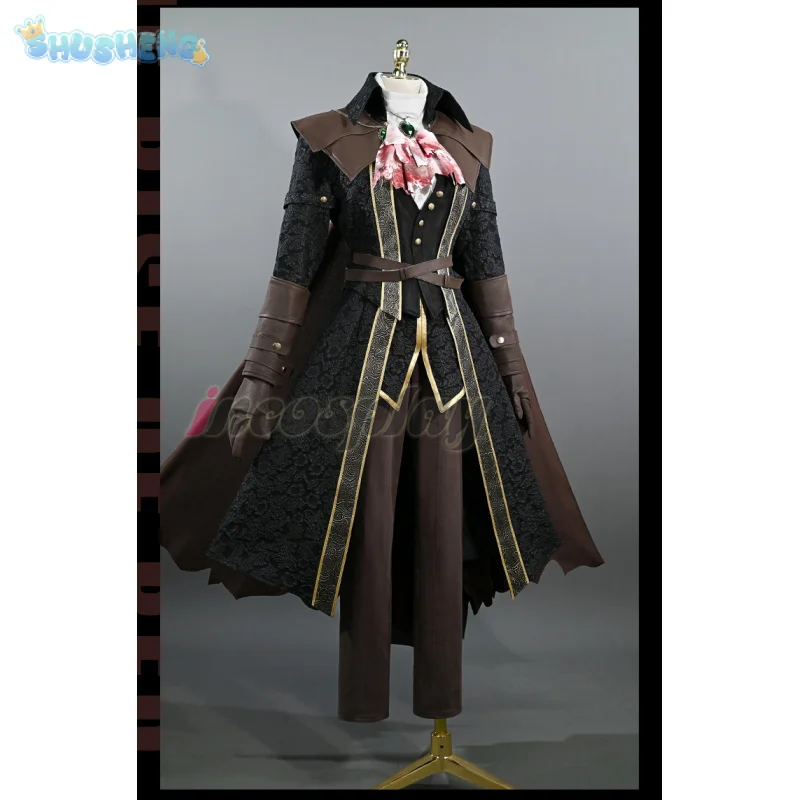 Game Bloodborne Cosplay Lady Maria hunter Astral Clocktower Costume Coat cloak hat shoe cover gloves Man Woman Halloween uniform view 4