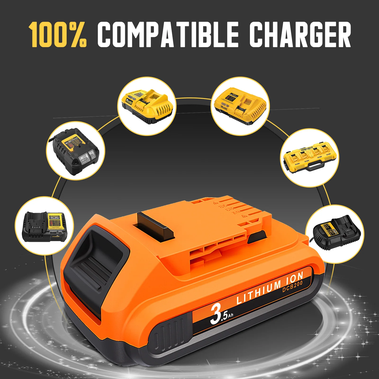 Oryginalny akumulator zamienny do elektronarzędzi Dewalt DCB200 20V 3,5Ah DCB609 DCB200 DCB182 DCB205 DCB206 DCB209 Li-ion Power Tool Battery — zdjęcie produktu 5