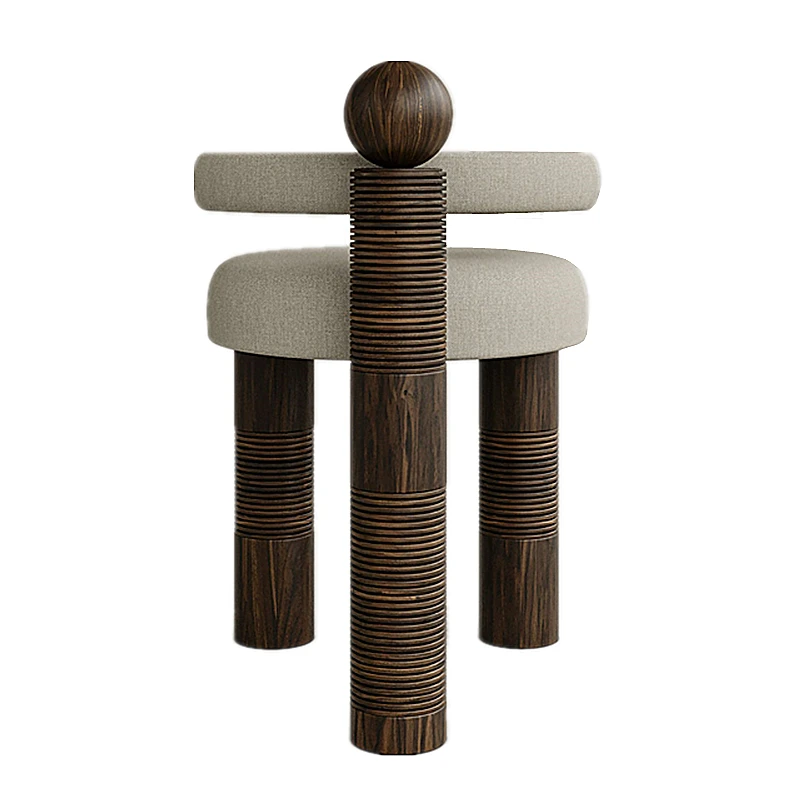 

xj-Wabi-Sabi Style Solid Wood Fabric Dining Chair Modern Linen Upholstery Reclining Eco-Friendly Stable Villa Home Furniture*