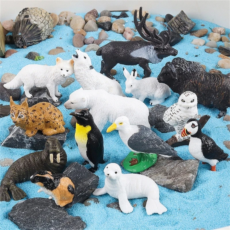 Q0KB-Juego figuras animales en miniatura, juguete ZooAnimal, figurita sólida, rellenos bolsas para niños, 14 Uds.