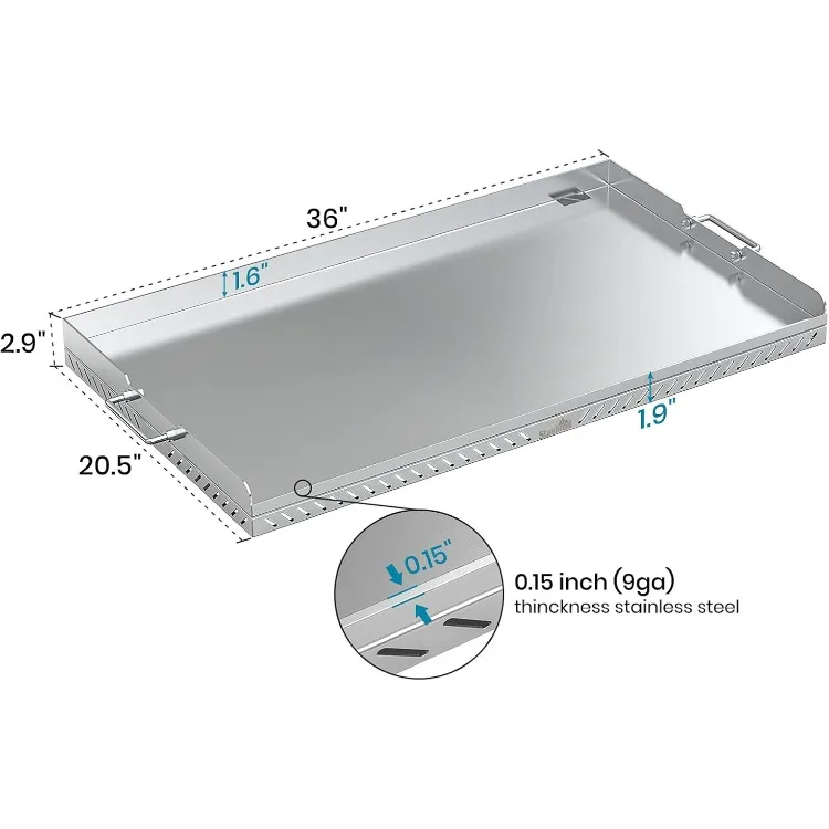 36 inch Stainless Steel Flat Top Gas Grill Griddle Replacement for Blackstone 4 Burner Gas Grill Griddle Station, Flat Top