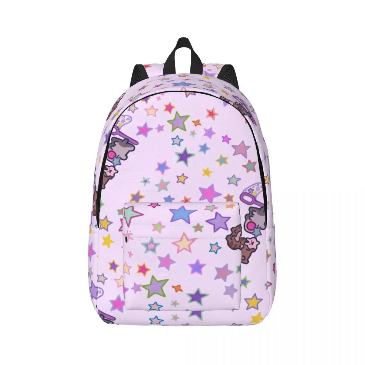 Personalized Gift Backpack Allover Starry Pattern Whimsical Illustration Multi Color Vibrant Cute School Bag for Birthday Gym