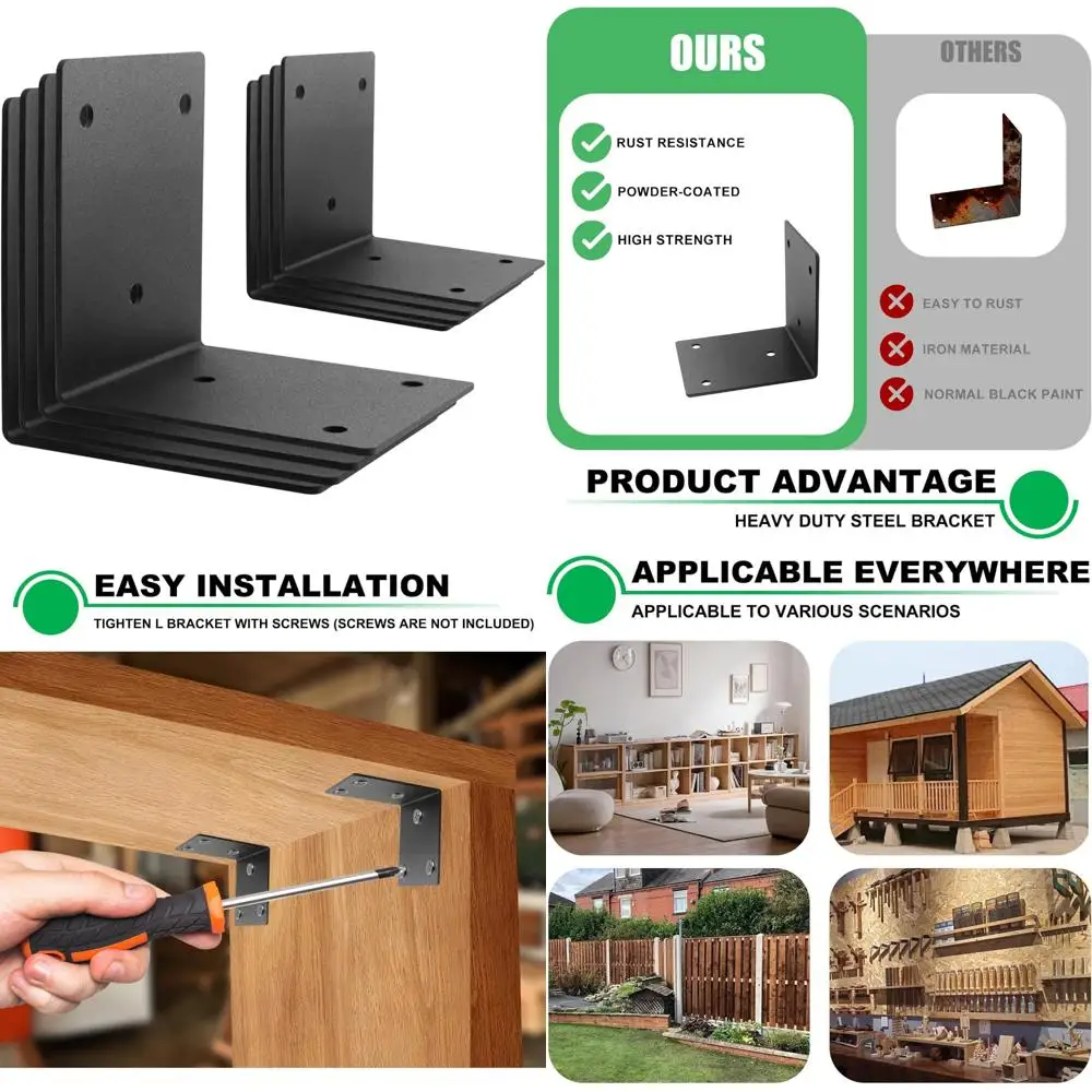 

Сверхмощные угловые кронштейны для наружного обрамления 6x6, 90 градусов, толщина 3 мм, L-образные кронштейны для деревянной опоры