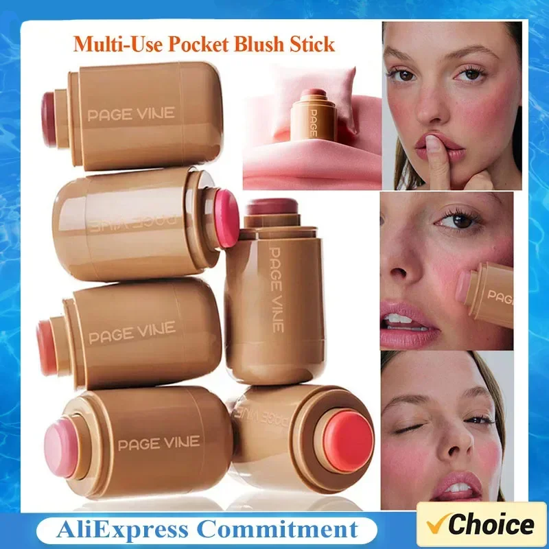 

6pcs Pocket Blush Stick Lip And Cheek Hydrating Stick Natural Rouge Powder Blush Cream Lipstick Cheek Easy To Apply Color