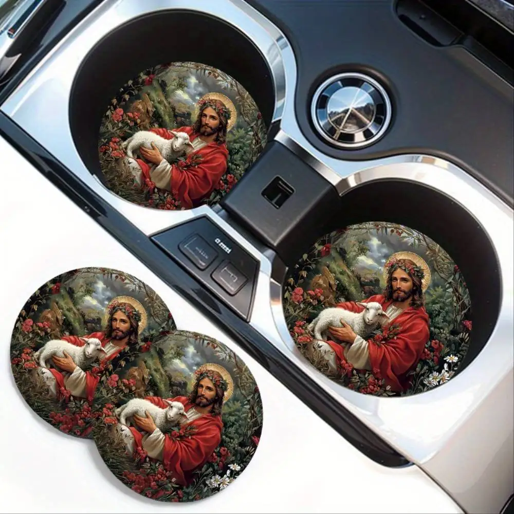 Non-Slip Rubber Car Cup Holder Coasters 2pcs Absorbent Interior Accessories Back To School