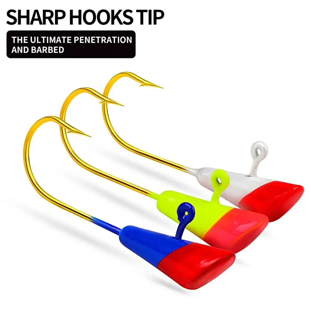 5Pcs/Set Jig Head Hook Sharp Bright Color Soft Worm Lure Jig Hooks Kit Soft Lure Worm Barb Fishhook Kits Fish Hook Fishhooks