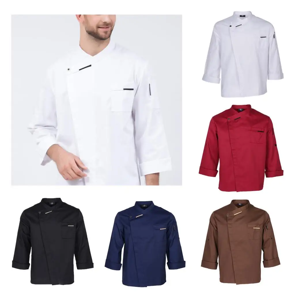 

Chef Jackets Short Sleeves Breathable Poly Cotton Chef Apparel Solid Color Hotel Uniform for Kitchen Bakery Restaurant Use