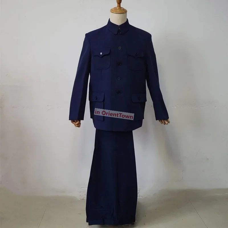 Zhongshan Suit Historical Figure Stage Costume National Army Cadres Clothing China 1950s - 1980s Cadres Village Leaders Clothing