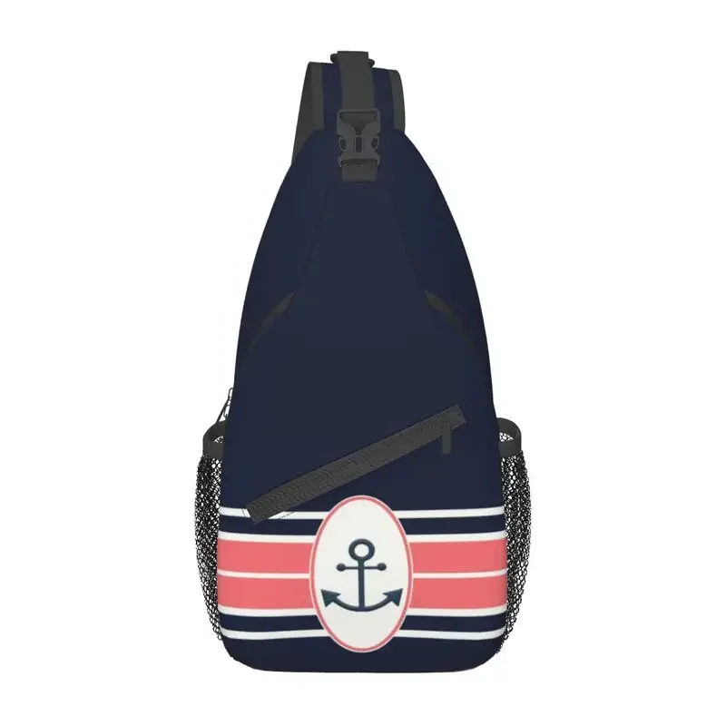 

Nautical Navy Anchor Design Sling Chest Crossbody Bag Men Casual Sailing Sailor Shoulder Backpack for Hiking