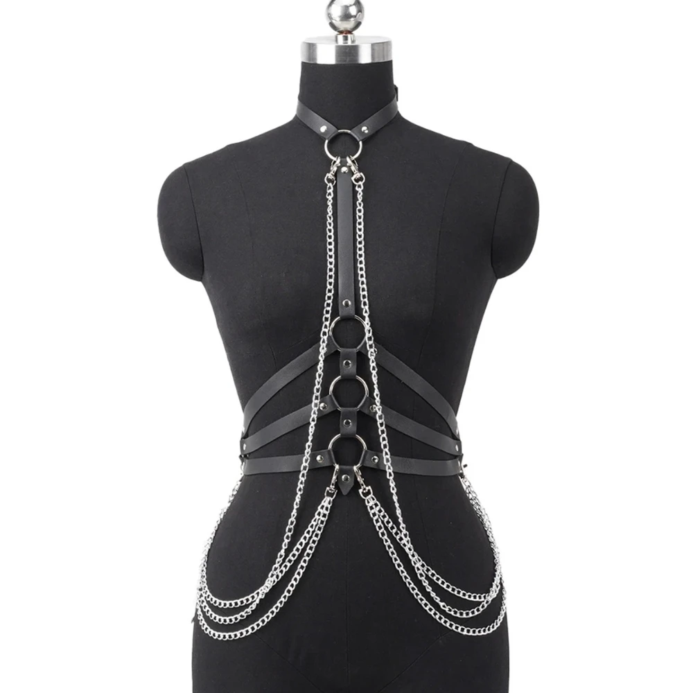 Damen Gothic Gürtel Mode PU-Leder Taillengürtel Street-Style Dekorativer Körperkettengürtel Täglicher Gebrauch Kleidungszubehör
