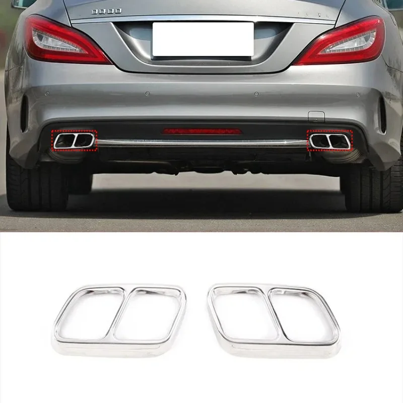 

Rear Exhaust Muffler Tip Cover Trim Stainless Steel Exhaust Pipe Cover Car Accessories For Benz CLS Class C218 X218 2012-2017
