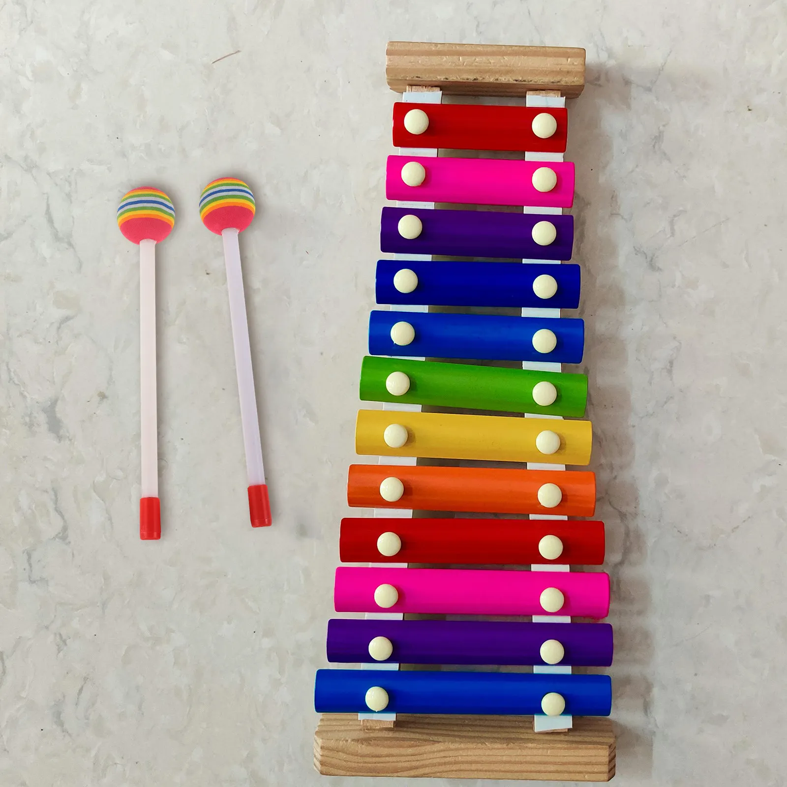 2Pcs Marimba Mallets Colorful Lightweight Plastic Drum Sticks Portable Percussion Tool for Xylophone Glockenspiel Kids